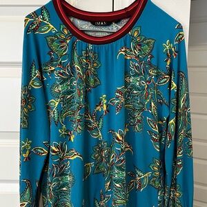 Vintage IMAN Vibrant Blue Floral / Paisley Top